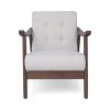 APRILSOUL Mid-Century Modern Accent Chair, Tufted Armchair with Dark Gray Upholstery and Brown Frame - 4 of 4