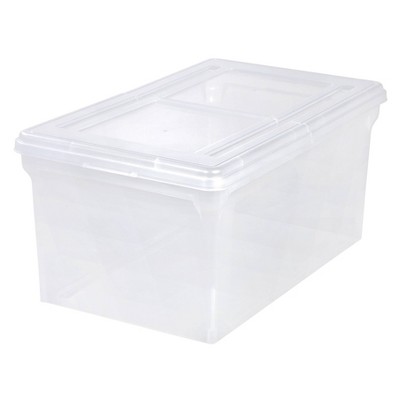 IRIS Split Lid Letter Size File Box Large Clear