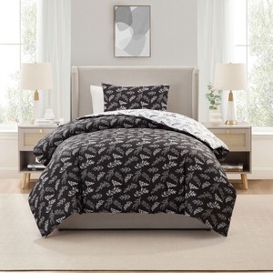 Nestl Modern Comforter Set, 3 Piece Botanical Bedding Set, Reversible Comforter Bed Set - 1 of 4