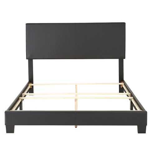 Queen Langley Faux Leather Upholstered, Black Faux Leather Queen Platform Bed