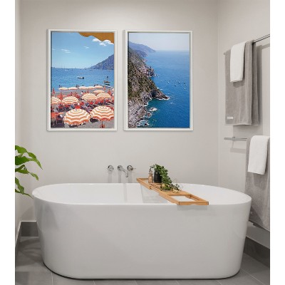 Arienzo Beach Club Coastal Canvas Print with White Frame
