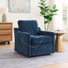 Swivel Arm Accent Chair for Living Room, Navy Upholstered Reading Chair with Storage, USB and Type-C Charging, Chenille Fabric-The Pop Home - 2 of 4