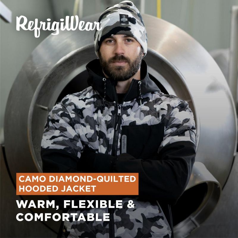 RefrigiWear Men’s Camo Diamond-Quilted Insulated Softshell Hooded Jacket, 3 of 9