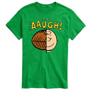 Men's - Peanuts - C Brown Half Football Head Short Sleeve Graphic T-Shirt - 1 of 4