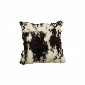 HomeRoots 18" X 18" Black And White Rabbit Zippered Natural Fur Animal Print Throw Pillow - 1 of 4