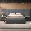 Okak Full/Queen Size Velvet Platform Bed Frame Upholstered Modern Bed with Big Headboard & 2 shelves No Springs Required Easy to Assemble - 2 of 4