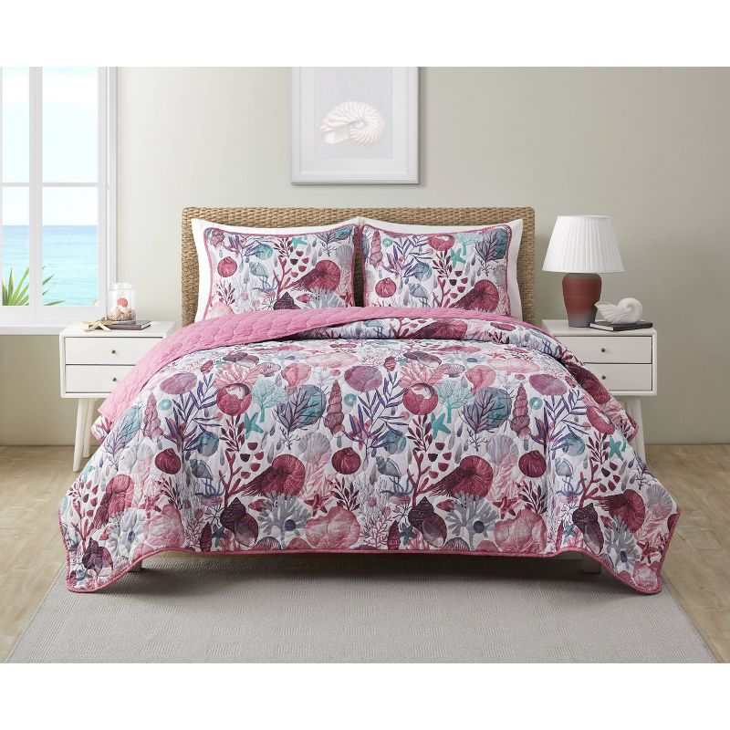 Ivory Coast Disperse Print 3pc Reversible Quilt Set - VCNY, 1 of 5
