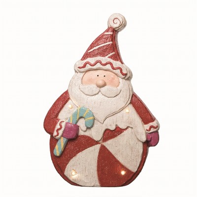 Transpac Resin Red Christmas Light Up Peppermint Santa