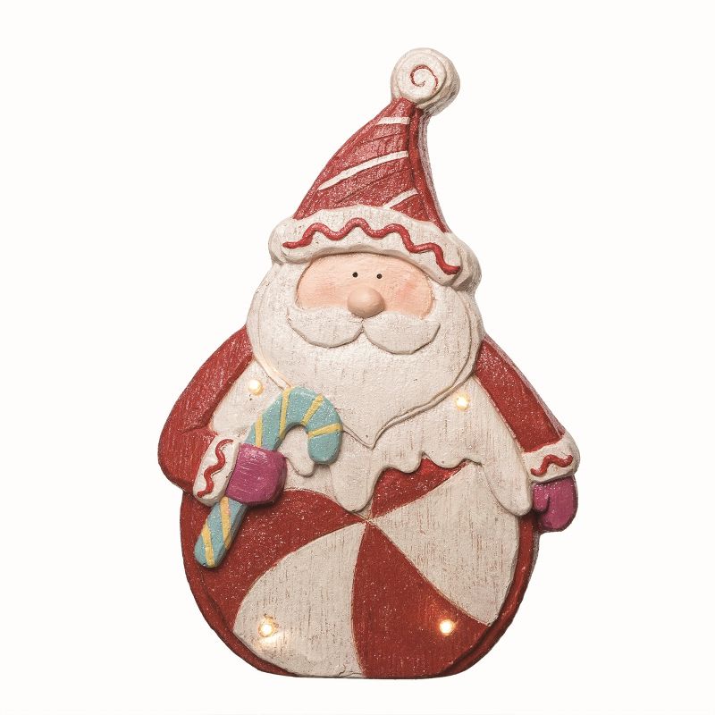 Transpac Resin Red Christmas Light Up Peppermint Santa, 1 of 2