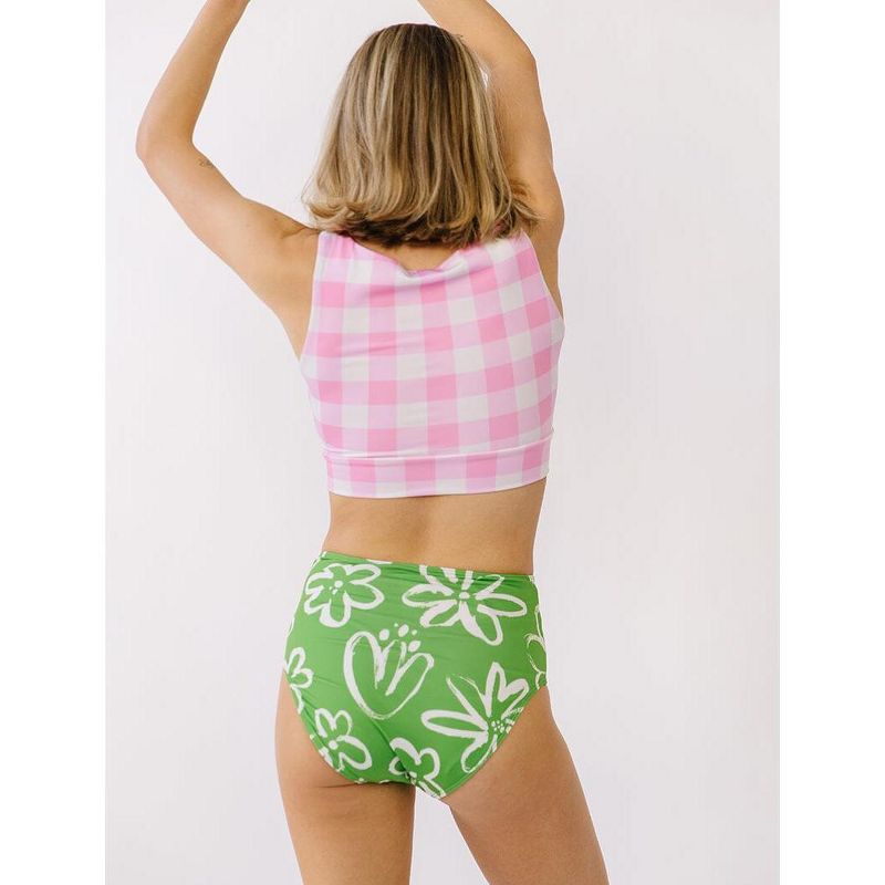 Lime Ricki Women's Pink Gingham Knotted Crop, 2 of 6