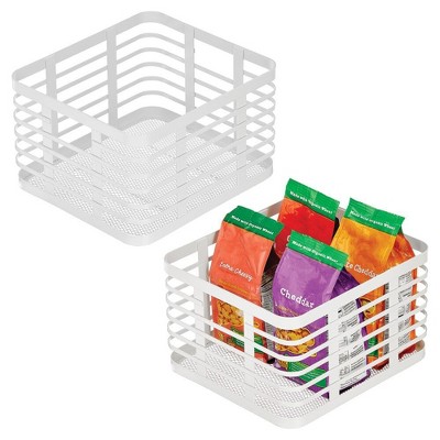 iDesign Metal Pantry Basket with Handles - Set of 2, Matte White