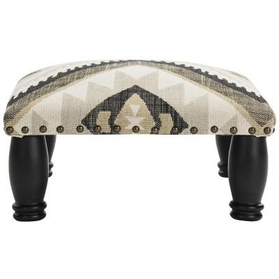 Makalo Footstool/Ottoman Brass Nail Heads - Multicolored - Safavieh