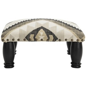Makalo Footstool/Ottoman Brass Nail Heads - Multicolored - Safavieh - 1 of 4