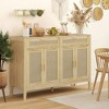 Resenkos Boho Sideboard with Decorative Rattan Doors and Storage Drawers, Oak Brown - 2 of 4