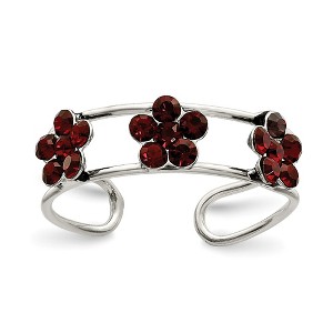 Black Bow Jewelry Stellux Red Crystal Floral Toe Ring in Sterling Silver - 1 of 2