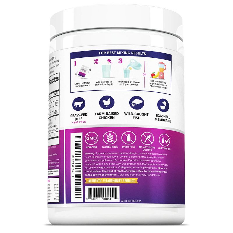 Multi Collagen Protein Plus, Pink Lemonade, Vitauthority, 30 Servings, 3 of 5