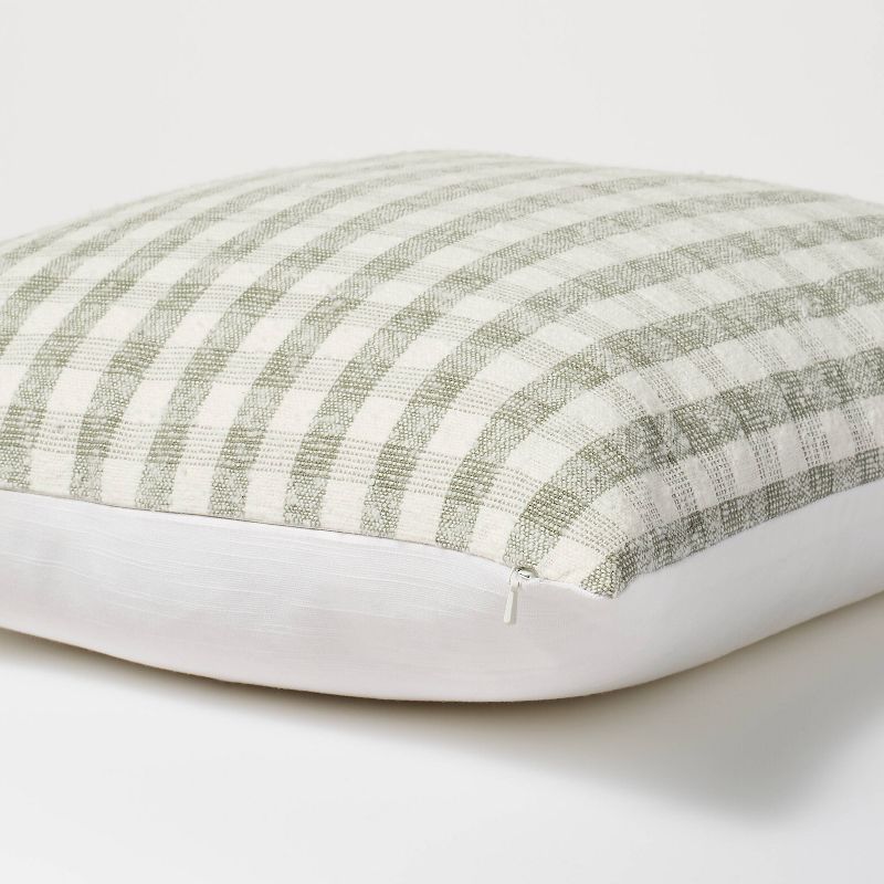 Square Slub Gingham Decorative Throw Pillow White/Light Teal Green - Threshold&#8482; designed with Studio McGee, 5 of 12