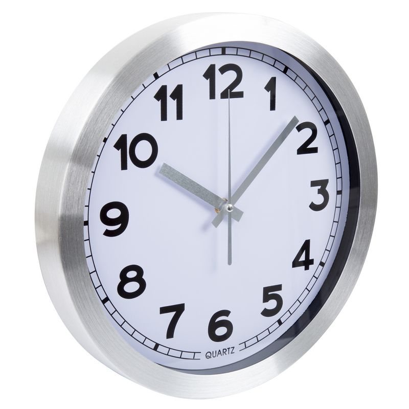 Hastings Home 12 Inch Brushed Aluminum Wall Clock, 1 of 5