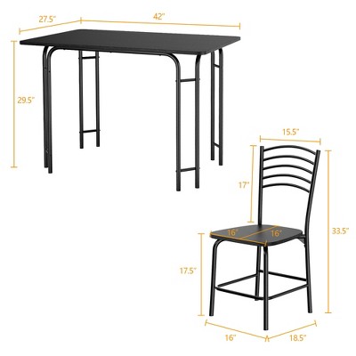Black Steel Frame 5-Piece Modern Dining Set