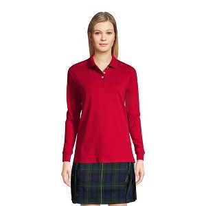 Lands' End School Uniform Women's Long Sleeve Interlock Polo Shirt - 1 of 4