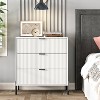 Festivo 3 Drawer Nightstand Off-White: Modern Scandinavian Style, Metallic Handles & Legs, MDF Wood, Safety Tested - 2 of 4