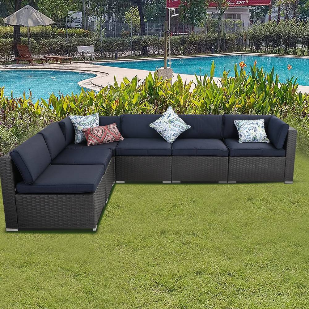 6pc Patio Rattan Furniture Set Captiva Designs