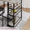 Dining Table Set for 2, Counter Height Kitchen Table with 2 Upholstered Bar Stools, Dining Table and Chairs Set with Storage Shelves, for Small Space - 3 of 4