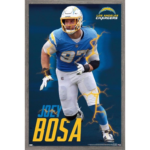 Trends International NFL Los Angeles Chargers - Joey Bosa 21 Framed Wall  Poster Prints Barnwood Framed Version 22.375 x 34