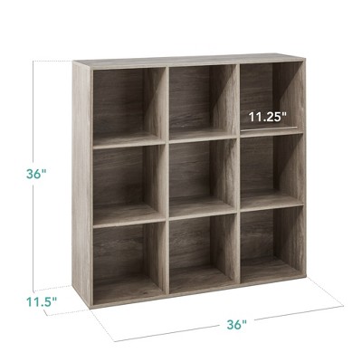 Greige 36-Inch 9-Cube Wood Storage Organizer