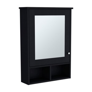 GlasFlength Decorative Wall Mirrors Vanity Mirrors Open Shelves Bathroom Decor Cabinet Accent Mirror for Bathroom Wall, Black, 20.9"*6.6"*29" - 1 of 4