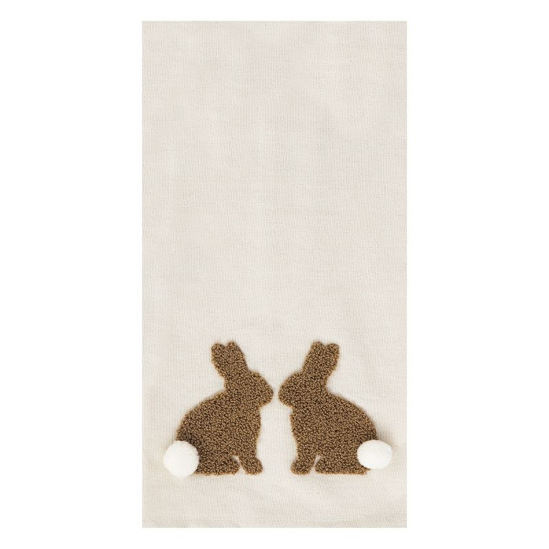 C&F Home Natural Easter Bunny Pom-Pom Cotton Kitchen Towel, 1 of 8