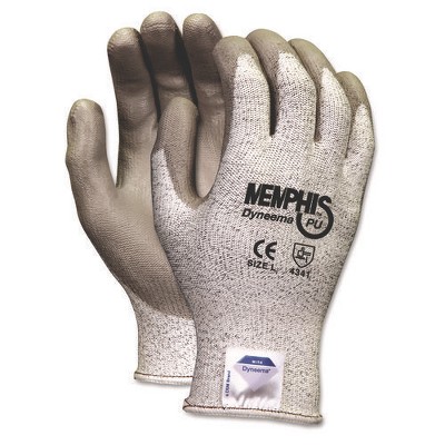 MCR Safety Memphis Dyneema Polyurethane Gloves, Medium, White/Gray, Pair