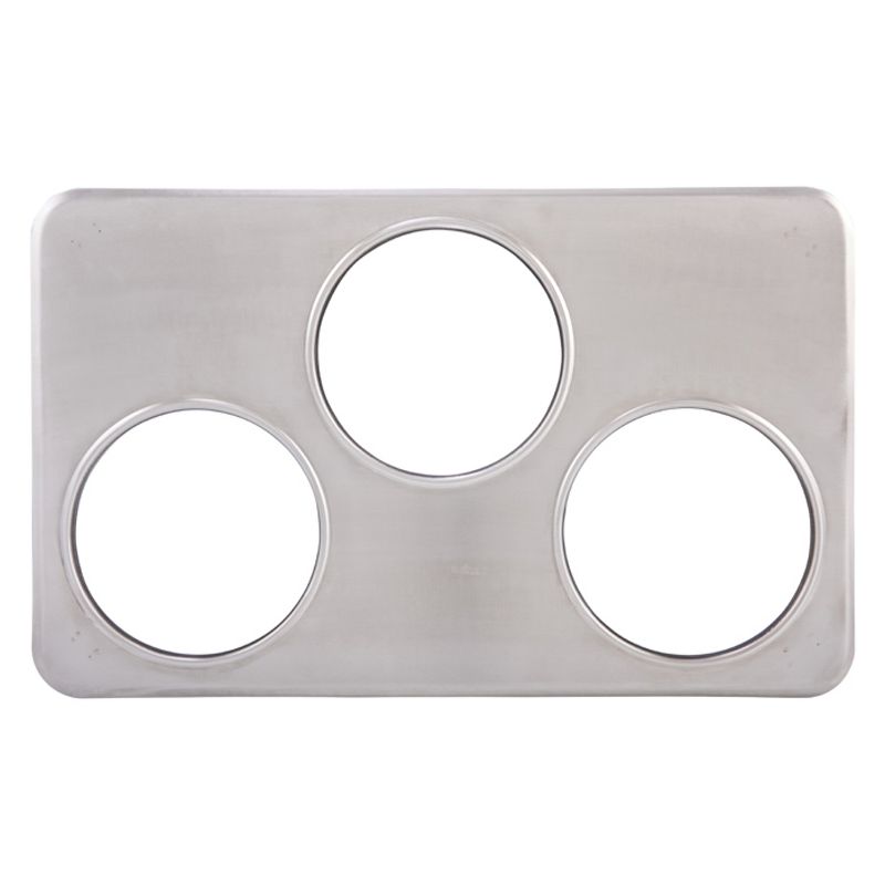 Winco Adaptor Plate with Three 6.38" Insert Holes for Steam Tables, Stainless Steel, 1 of 2