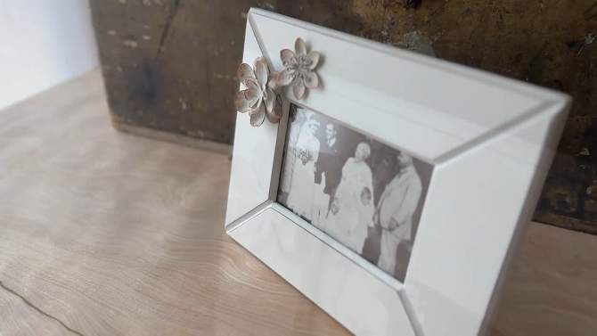 4x6 Inch Antique Flower Picture Frame White MDF, Metal & Glass by Foreside Home & Garden, 2 of 8, play video