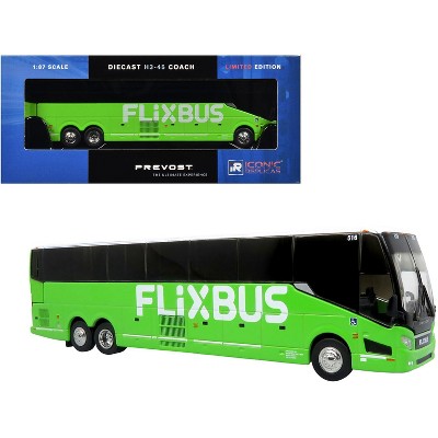 Prevost H3-45 Coach Bus "FlixBus" Green Limited Edition 1/87 (HO) Scale Diecast Model by Iconic Replicas