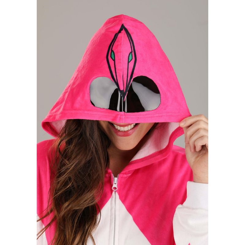 HalloweenCostumes.com Power Rangers Pink Ranger Hooded Adult Union Suit, 3 of 8