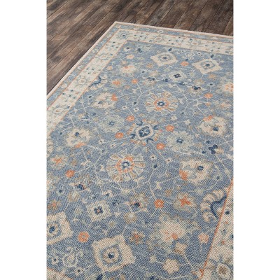 Aegean Medallion 27" Blue Wool Blend Runner Rug