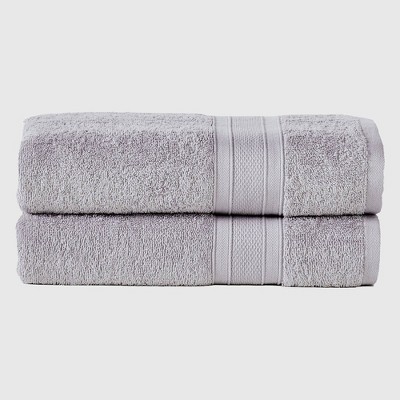 2pc Feather Touch Cotton Bath Sheet Set Silver - Trident Group
