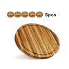 5 Pcs Round Wood Cutting Board,Wooden Serving Board with Groove Kitchen Chopping Boards for Pizza, Bread, Cheese, Charcuterie, Fruit, Vegetables - 2 of 4