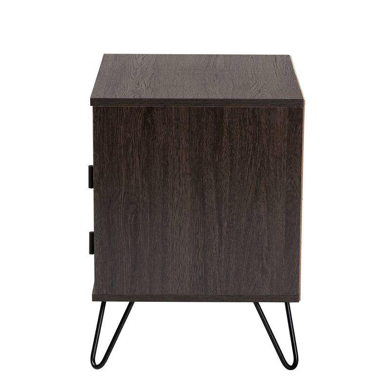 Glover Wood and Metal 2 Drawer Nightstand Brown/Gold - Baxton Studio, 6 of 12