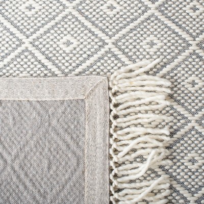 Ivory Hand-Knotted Wool Square Area Rug 3' x 5'