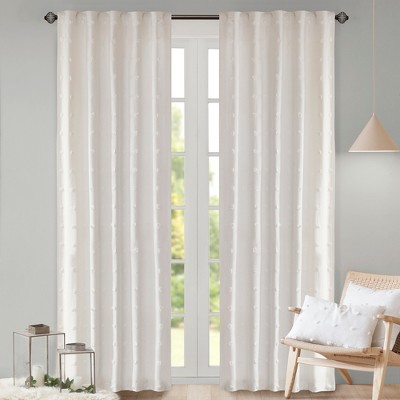 63"x42" Kay Cotton Jacquard Room Darkening Curtain Panel Ivory