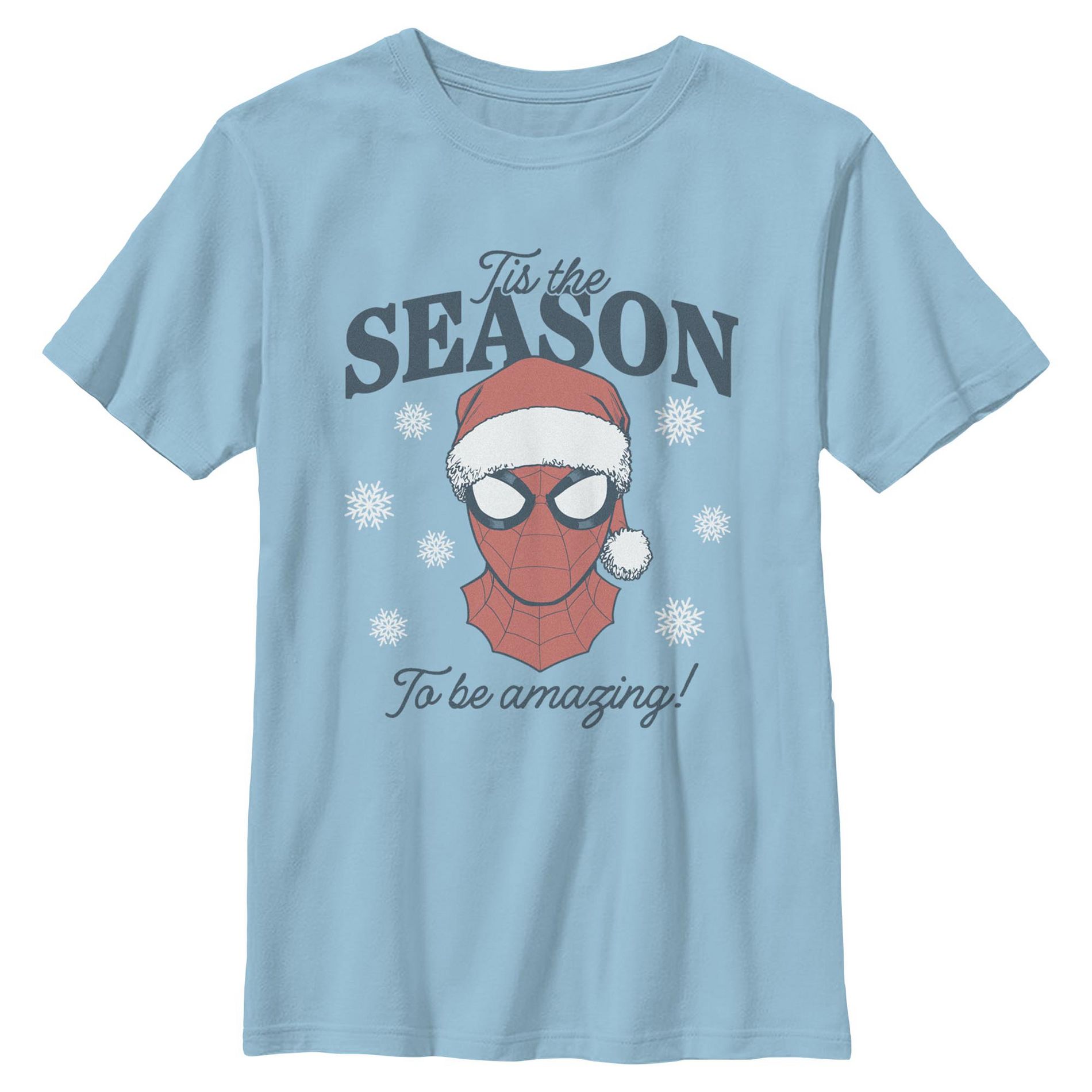 Boys Marvel Tis The Season To Be Amazing T Shirt - Light Blue - X Small
