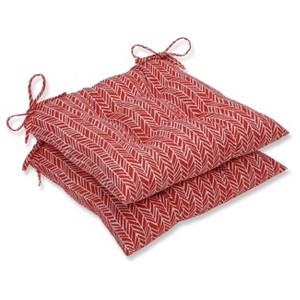 Outdoor/Indoor Herringbone Red Wrought Iron Seat Cushion Set of 2 - Pillow Perfect