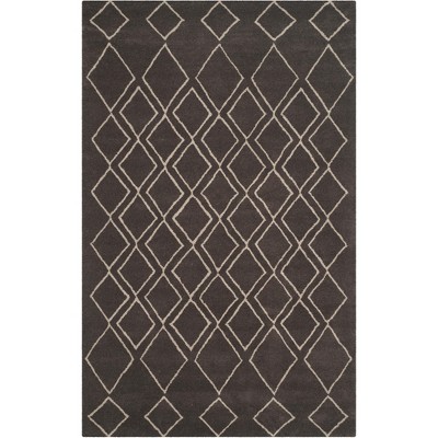 Ivory and Dark Grey Hand-Tufted Wool Area Rug