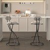 ChicFurnit Dining Chairs 2 PCS Round Bar Stools Bar Chairs Armless Velvet Barstools for Counter, Kitchen Island, Black, 17.12"*14.96"*36.61" - 3 of 4
