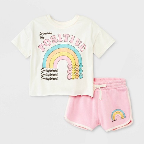 Toddler Girls\' Smileyworld Top And Bottom Set - White : Target
