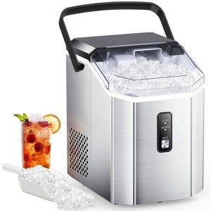 Nugget Ice Maker Countertop, Portable Ice Maker Machine with Handle, Self-Cleaning, with Ice Scoop and Basket, Stainless Steel Silver - 1 of 4