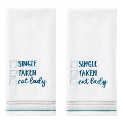 2pk Cat Lady Hand Towel Set White - SKL Home