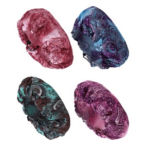 Unique Bargains Women's Adjustable Shower Cap Multicolor 4 Pcs - 1 of 3